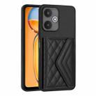 For Xiaomi Redmi 13C 5G / Redmi 13R Rhombic Texture Card Bag RFID Phone Case(Black) - 1