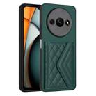 For Xiaomi Redmi A3 4G Rhombic Texture Card Bag RFID Phone Case(Green) - 1