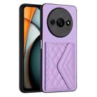 For Xiaomi Redmi A3 4G Rhombic Texture Card Bag RFID Phone Case(Light Purple) - 1