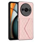 For Xiaomi Redmi A3 4G Rhombic Texture Card Bag RFID Phone Case(Rose Gold) - 1