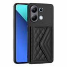 For Xiaomi Redmi Note 13 4G Global Rhombic Texture Card Bag RFID Phone Case(Black) - 1