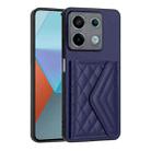 For Xiaomi Redmi Note 13 5G Global Rhombic Texture Card Bag RFID Phone Case(Dark Purple) - 1