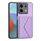 For Xiaomi Redmi Note 13 5G Global Rhombic Texture Card Bag RFID Phone Case(Light Purple) - 1