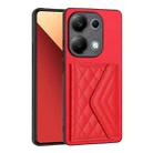 For Xiaomi Redmi Note 13 Pro 4G Global Rhombic Texture Card Bag RFID Phone Case(Red) - 1