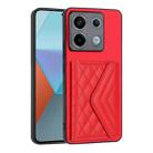 For Xiaomi Redmi Note 13 Pro 5G Global Rhombic Texture Card Bag RFID Phone Case(Red) - 1