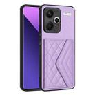 For Xiaomi Redmi Note 13 Pro+ Rhombic Texture Card Bag RFID Phone Case(Light Purple) - 1