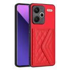 For Xiaomi Redmi Note 13 Pro+ Rhombic Texture Card Bag RFID Phone Case(Red) - 1