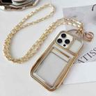 For iPhone 15 Pro Max Electroplated Clear Card Slot TPU Phone Case with Crossbody Chain(Gold) - 1