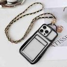 For iPhone 15 Pro Max Electroplated Clear Card Slot TPU Phone Case with Crossbody Chain(Black) - 1