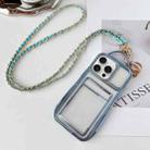 For iPhone 15 Pro Electroplated Clear Card Slot TPU Phone Case with Crossbody Chain(Blue) - 1