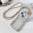 For iPhone 15 Plus Electroplated Clear Card Slot TPU Phone Case with Crossbody Chain(Silver) - 1