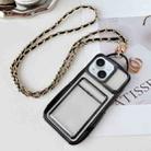 For iPhone 15 Plus Electroplated Clear Card Slot TPU Phone Case with Crossbody Chain(Black) - 1