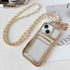 For iPhone 15 Electroplated Clear Card Slot TPU Phone Case with Crossbody Chain(Gold) - 1