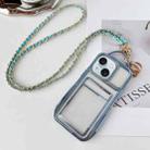 For iPhone 15 Electroplated Clear Card Slot TPU Phone Case with Crossbody Chain(Blue) - 1