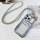 For iPhone 14 Pro Max Electroplated Clear Card Slot TPU Phone Case with Crossbody Chain(Blue) - 1