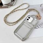 For iPhone 12 Electroplated Clear Card Slot TPU Phone Case with Crossbody Chain(Silver) - 1