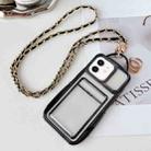 For iPhone 12 Electroplated Clear Card Slot TPU Phone Case with Crossbody Chain(Black) - 1