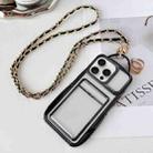 For iPhone 12 Pro Electroplated Clear Card Slot TPU Phone Case with Crossbody Chain(Black) - 1