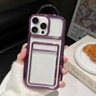 For iPhone 15 Pro Max Electroplated Clear Card Slot TPU Phone Case(Purple) - 1