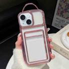 For iPhone 15 Plus Electroplated Clear Card Slot TPU Phone Case(Pink) - 1