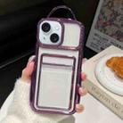 For iPhone 15 Plus Electroplated Clear Card Slot TPU Phone Case(Purple) - 1
