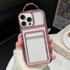 For iPhone 14 Pro Electroplated Clear Card Slot TPU Phone Case(Pink) - 1