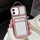 For iPhone 12 Electroplated Clear Card Slot TPU Phone Case(Pink) - 1