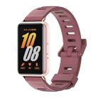 For Samsung Galaxy Fit 3 Mijobs Flat Hole Silicone Watch Band(Wine Red+Rose Gold) - 1