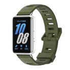 For Samsung Galaxy Fit 3 Mijobs Flat Hole Silicone Watch Band(Army Green+Silver) - 1