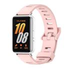 For Samsung Galaxy Fit 3 Mijobs Flat Hole Silicone Watch Band(Pink+Silver) - 1