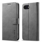 LC.IMEEKE Calf Texture Horizontal Flip Leather Case For iPhone SE 2024(Grey) - 1