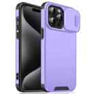 For iPhone 15 Pro Sliding Camshield TPU + PC Phone Case(Purple) - 1