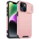 For iPhone 15 Plus / 14 Plus Sliding Camshield TPU + PC Phone Case(Pink) - 1