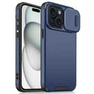 For iPhone 15 Sliding Camshield TPU + PC Phone Case(Blue) - 1