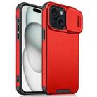 For iPhone 15 Sliding Camshield TPU + PC Phone Case(Red) - 1