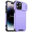 For iPhone 14 Pro Max Sliding Camshield TPU + PC Phone Case(Purple) - 1