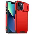 For iPhone 14 / 13 Sliding Camshield TPU + PC Phone Case(Red) - 1