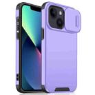 For iPhone 14 / 13 Sliding Camshield TPU + PC Phone Case(Purple) - 1