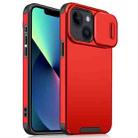 For iPhone 13 mini Sliding Camshield TPU + PC Phone Case(Red) - 1