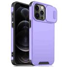 For iPhone 12 Pro Max Sliding Camshield TPU + PC Phone Case(Purple) - 1