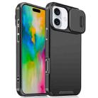 For iPhone 16 Plus Sliding Camshield TPU + PC Phone Case(Black) - 1