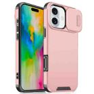 For iPhone 16 Plus Sliding Camshield TPU + PC Phone Case(Pink) - 1