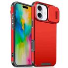For iPhone 16 Sliding Camshield TPU + PC Phone Case(Red) - 1