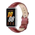 For Samsung Galaxy Fit 3 Mijobs Dual-sided Genuine Leather Watch Band(Bamboo Red Silver) - 1