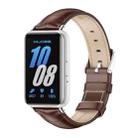 For Samsung Galaxy Fit 3 Mijobs Dual-sided Genuine Leather Watch Band(Bamboo Coffee Silver) - 1