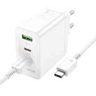 BOROFONE BN12 PD65W Type-C + QC3.0 USB + Dual Type-C Charger with 1m Type-C Cable, EU Plug(White) - 1
