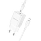 BOROFONE BN13 PD30W Type-C Charger with 1m Type-C to 8 Pin Cable, EU Plug(White) - 1