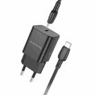 BOROFONE BN13 PD30W Type-C Charger with 1m Type-C to Type-C Cable, EU Plug(Black) - 1