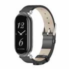 For Xiaomi Mi Band 8 / 9 / 9 NFC Mijobs GT4 First Layer Cowhide Watch Band(Black Silver) - 1