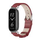 For Xiaomi Mi Band 8 Mijobs GT4 First Layer Cowhide Watch Band(Red Silver) - 1
